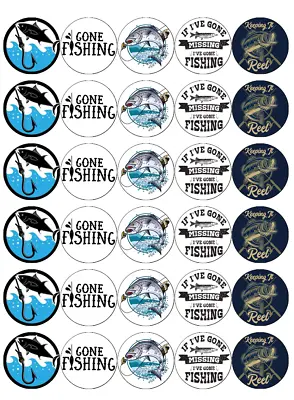 30x Fish Fishing Cupcake Toppers Edible Wafer Paper Fairy Cake Toppers • £2.59