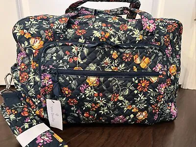 NEW Vera Bradley FRESH CUT FLORAL GREEN Weekender Travel Bag Large Carry On Tote • $99.99