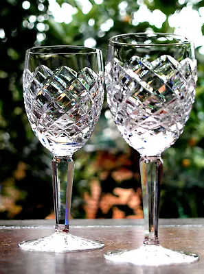 Waterford Crystal Comeragh White Wine Glasses Pair Vintage Mint 5 3/4  Tall • £69