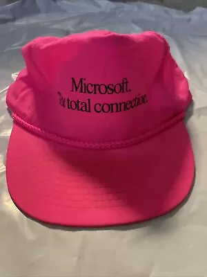 Vtg. Y2K Microsoft Hat MSFT Network Computing Men’s Hot Pink Nylon Hat. Rare. • $10