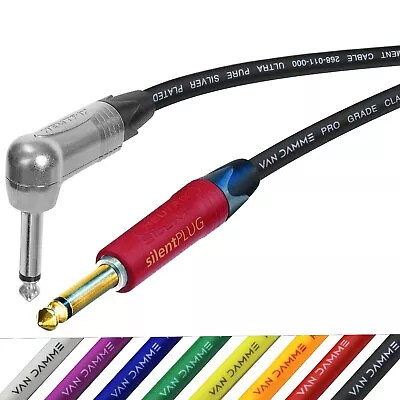 £32.94 • Buy Van Damme Guitar Lead Neutrik 1/4  Right Angle To Silent Straight Jack Plug