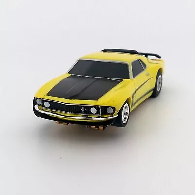 AFX '69 Mustang Boss 302 Yellow / Black Chrome Wheels Mega G Chassis HTF • $125