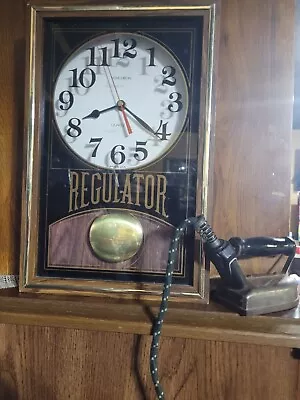 Vintage Verichron Regulator Antique Gold Trimmed Wooden Quartz Wall Clock • $35