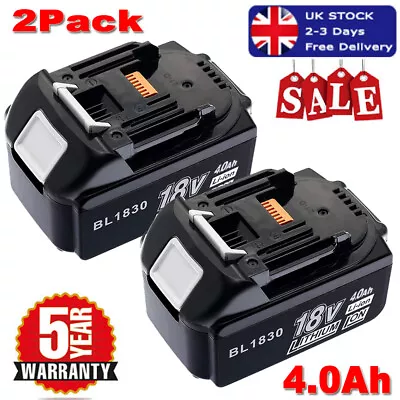 2x Lithium For Makita BL1840 18V 4.0Ah Li-Ion LXT Makstar Battery BL1850B BL1830 • £31.89