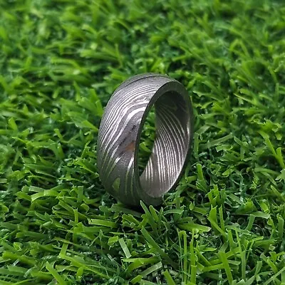 Handmade Damascus Steel Wedding Ring For Men Engagement Band With Custom Size • $26