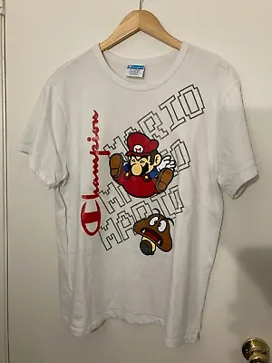 Champion X Super Mario Bros RARE Mario & Goomba Nintendo White T-Shirt SIZE 2XL  • $34.99