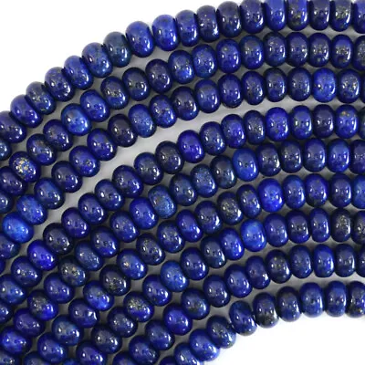 Blue Lapis Lazuli Rondelle Button Beads Gemstone 15  Strand 4mm 6mm 8mm • $8.99