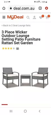 $140 • Buy 3 Piece Wicker Outdoor Lounge Setting Patio Furniture Rattan Set Garde