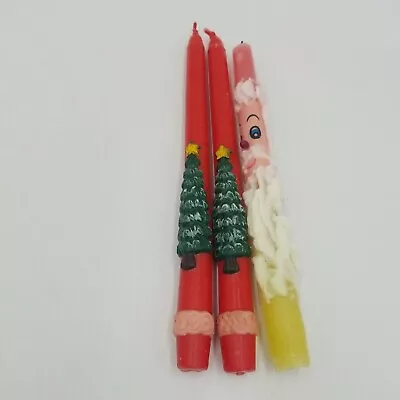 Vintage Christmas Holiday Wax 3D Candle Sticks Christmas Trees & Santa  • $8.40