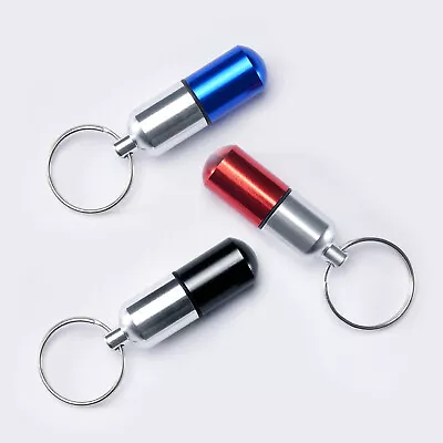 2PCS Keychain Medicine Pill Bottle Aluminum Container Holder Waterproof Case • $4.99