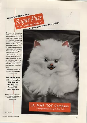 1951 PAPER AD La Mar Toy Sugar Puss The Smiling Kitten Cat Stuffed Plush Animal • $14.97
