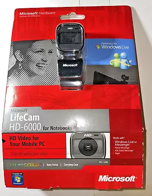 Microsoft LifeCam HD-6000 For Notebooks 720p HD Widescreen -  New In Package • $22.99