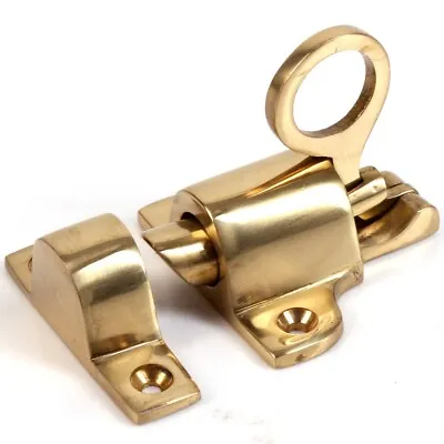 SOLID BRASS FANLIGHT Spring Loaded Sprung Loft Sash Window Attic Hatch Door Lock • £11.39