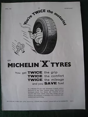 Michelin X Tyres Smoking Cigar Michelin Man 1963 Advert A4 File 7 • £1.99