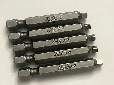 5 Apex Usa 954-2x 1/4  Square Recess #2 Hex Power Drive Bits  Free Shipping!!! • $24.99