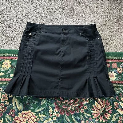 Vintage 90s Y2k Venezia Skirt Size 24 Black Pleated Above Knee Stretch Grunge • $30