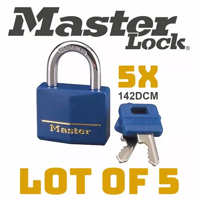 LOT OF 5 ~ Master Lock Solid Body Padlock ~ Navy Blue & Gold ~ 2 Keys ~ 142DCM • $50