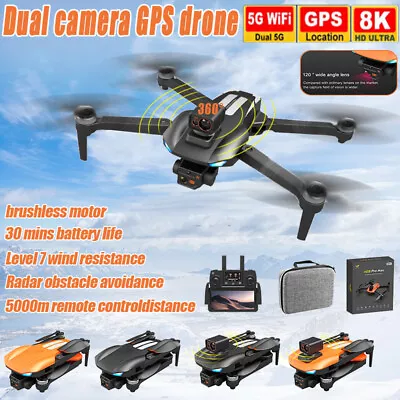 Obstacle Avoidance 8K Dual Camera GPS Drone 5G WiFi Quadcopter FPV Fold Aircraft • $159.99