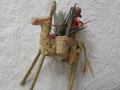 Handmade Vintage Mexican Straw Palm Leaf Folk Art Agave Farmer 12  Oaxaca • $10