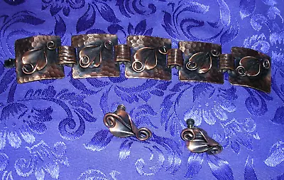 Vintage Solid Copper Link Bracelet & Matching Screw-on Earrings ~Estate Jewelry • $20