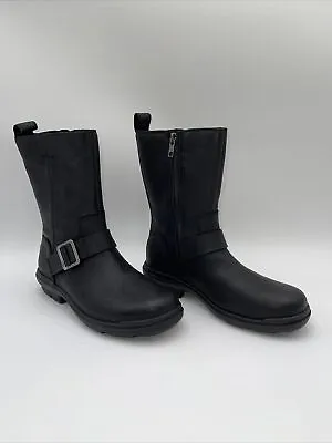 NWOB UGG Women's HAPSBURG MID Fashion Boot BLACK LEATHER Size 5.5 • $54.99