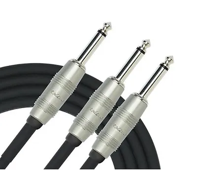3ft Kirlin 1/4  TS Mono Male Plug To Dual 1/4  TS Mono Male Noise-Free Y-Cable • $15.95