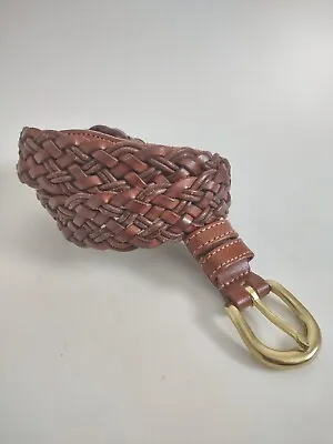 Vintage COACH Belt 3850  British Tan Woven Leather Braid MENs 36 NICE 1990's • $29.99