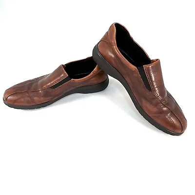 ECCO Vegetable Tanned Brown Leather Slip On Loafer Casual Shoe Womens 8.5 EU 39 • $33.29
