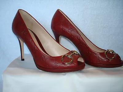 $249.47 • Buy Gucci Woman Shoes Pump High Heel 38 Leather Made In Italy Horse Bit Silver Mono