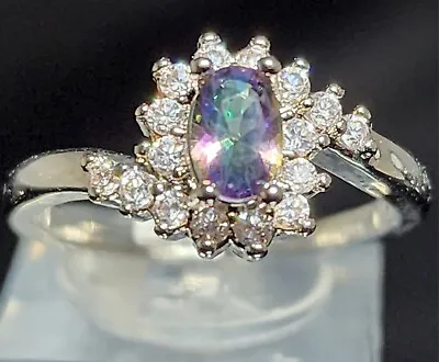 Mystic Rainbow Topaz Ring Set In 925 Sterling Silver Size 7 • $10.99