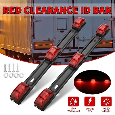 2x 15  Red Clearance ID Bar 3 Light 9 LED Trailer Sealed Marker Lamp Waterproof • $16.98