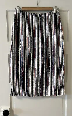 J. Crew Collection Wms. Multicolor Stripe Bead/Sequin Midi Pencil Skirt Sz 6 NWT • $175