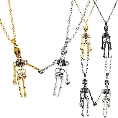 Skeleton Couple Necklace Alloy Halloween Magnetic Matching Couples Necklace • £6.89