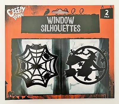 🎃 Halloween Door Window Silhouettes Kids Party Decorations X2 Black Witch Cling • £3.95