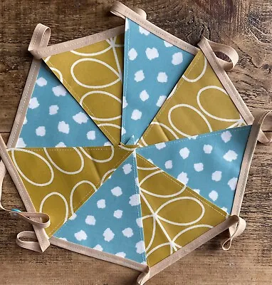 Handmade Oilcloth Bunting Garden/Home Yellow & Blue - 2 Meters Double Sided • £11.80