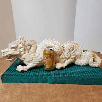 $290 • Buy 23  Iridescent Ceramic White Vintage Dragon Crest Mold Inc Large Statue