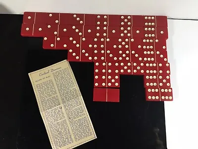 $25 • Buy Vintage CARDINAL Red Bakelite 28 DOMINO Set Forty-Two Tile Game W/ Rules