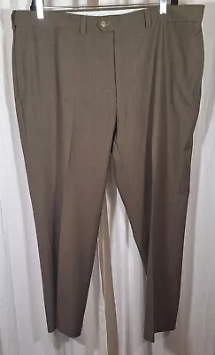 Haggar Mens Dress Pants 44W X 30L Brown Classic Fit Flat Front Polyester Blend  • $9.99