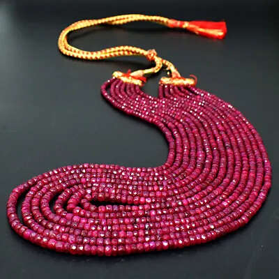 Faceted 893 Cts Earth Mined 7 Strand Red Ruby Beads Necklace Jewelry JK 13E296 • $199