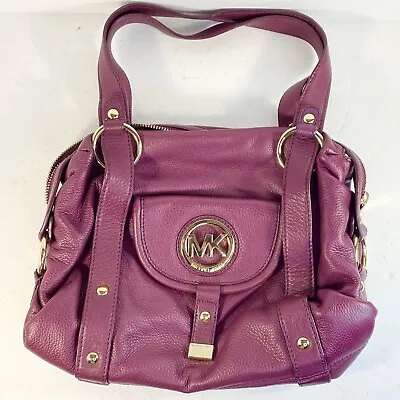 Michael Kors Purple Purse Handbag Double Handle Satchel  With Gold Hardware  • $34.99