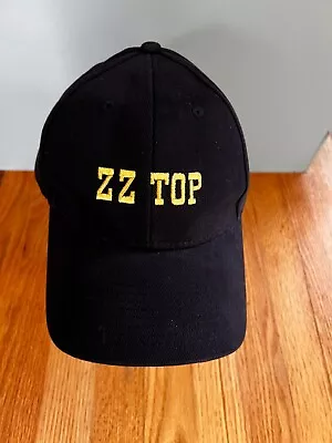 Vintage ZZ TOP Hat Cap Black Gold Embroidered Stitching Strapback Adjustable • $18