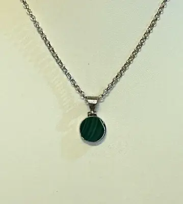 Flat Malachite Single Cab Shape 925 Silver Pendant Fashion Jewellery Silver • £20