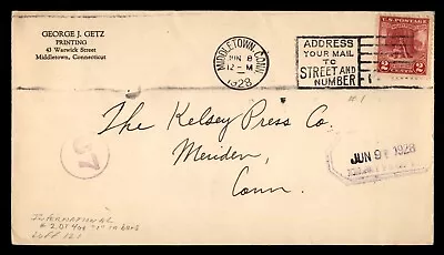 Mayfairstamps US 1928 George J Getz Middleton To Meriden Cover Aaj_32539 • $1