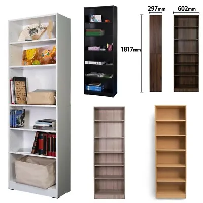 £84.99 • Buy Bookcases Shelving Storage 6 Tier Tall Bookcase Adjustable Bookshelf Video Guide