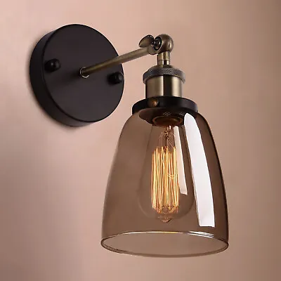 Vintage Industrial Wall Lamp Sconce Retro Industrial Adjustable Glass Wall Light • £22.95