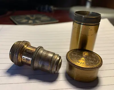 Vintage C. Reichert 1/18th Inch - Approx. 150x Microscope Objective Lens & Case • $98.99