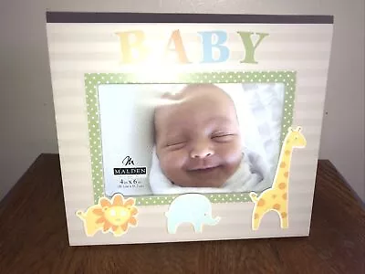 New Picture Frame BABY 4x6” Malden Wood Baby Son Daughter Portrait ANIMAL MOTIF • $12.95