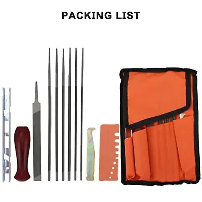 Chainsaw Field Sharpening Kit Round Files Filing Guide Pouch Flat File Universal • £14.36