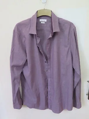 Men's Calvin Klein Cotton Shirt. 17  Button Up. Purple Check. • £6.99