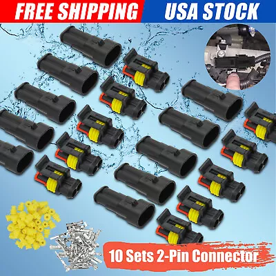 20X 2Pin Way Car Waterproof Male Female Electrical Wire Cable Connector Plug Kit • $8.98